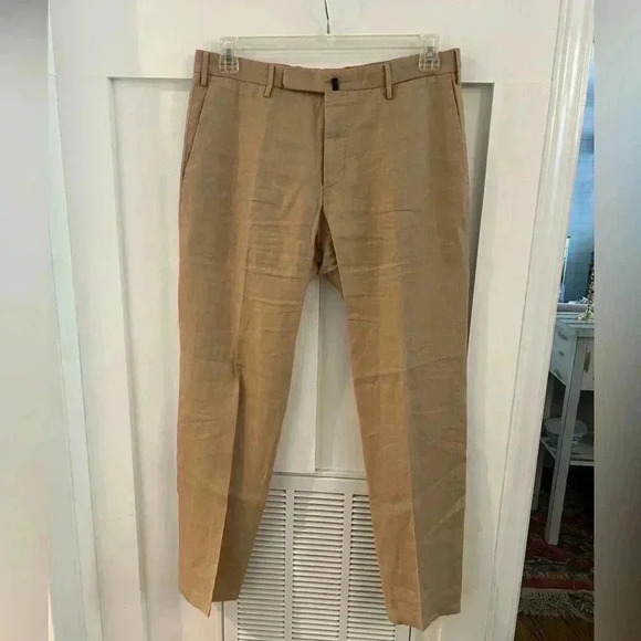 Incotex Men’s Linen Slim fit Trousers tan size 50 - Picture 5 of 12